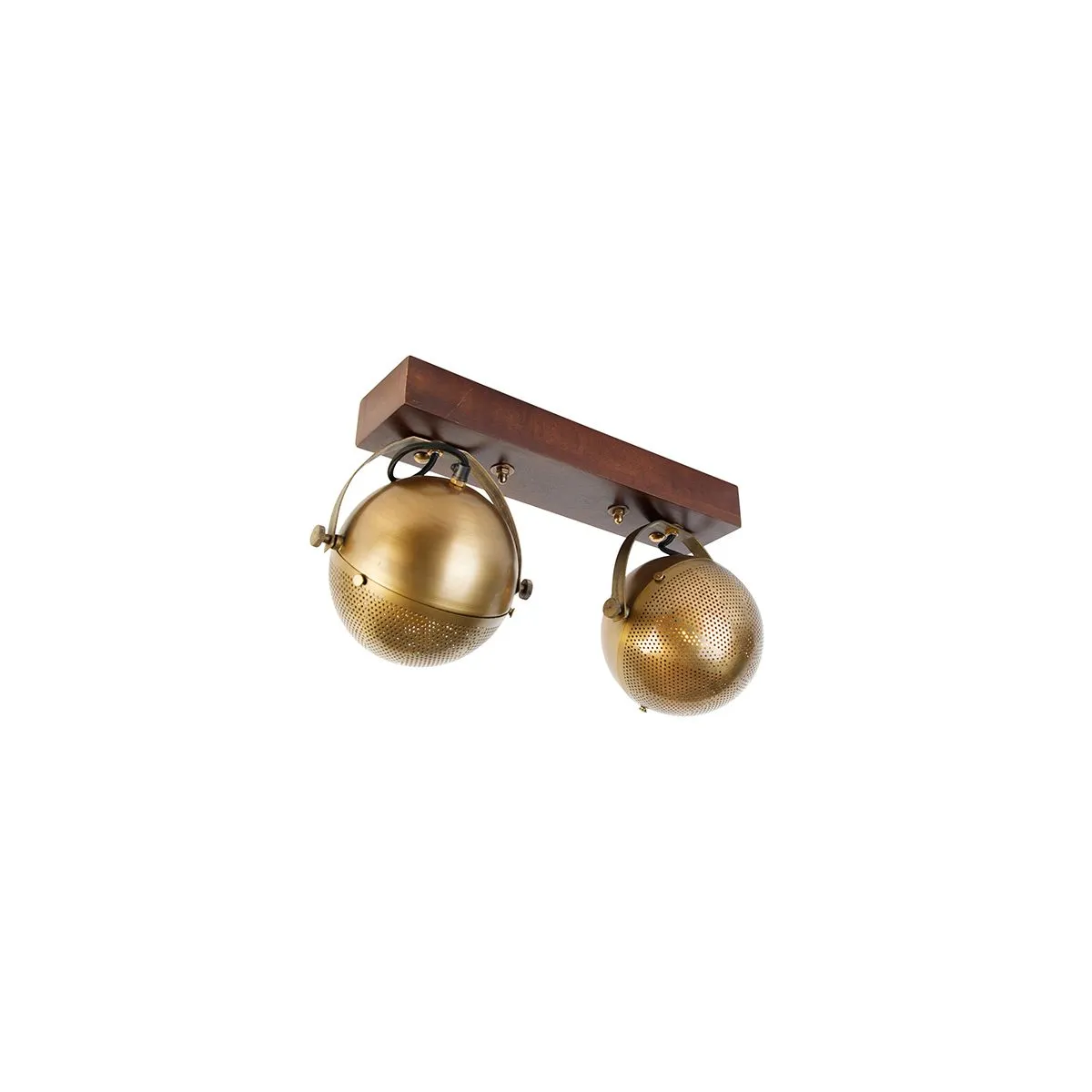Spot industriel bronze avec bois 2 lumières - Haicha