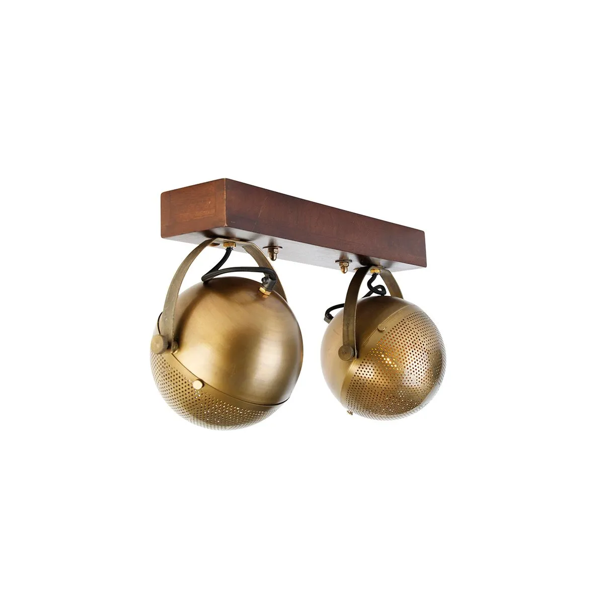 Spot industriel bronze avec bois 2 lumières - Haicha